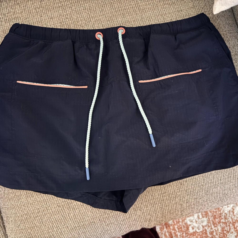 FP Movement by Free People Navy Blue Mini Skort with Mint Drawcord and Pink Trim
